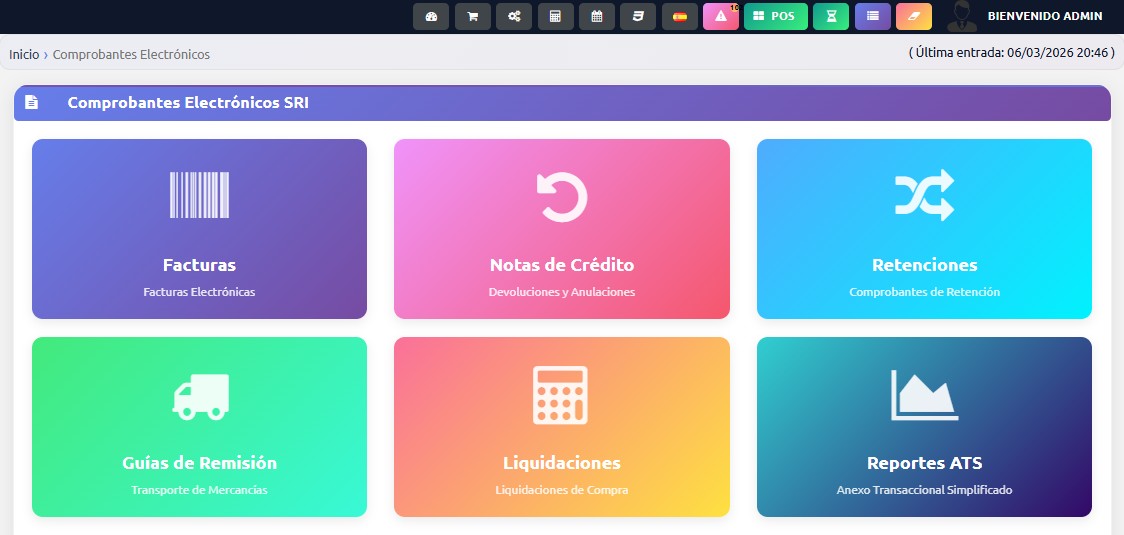 Vista de modulo documentos electronicos